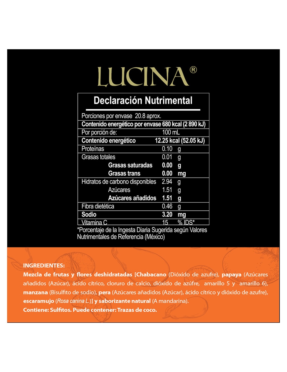 Tisana frutal y floral en flores y frutas deshidratadas Tangerina Damasco 250 g