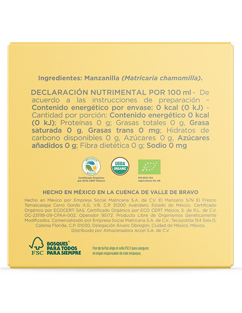 Té manzanilla en sachet Flor De La Paz Pureza 19.2 g