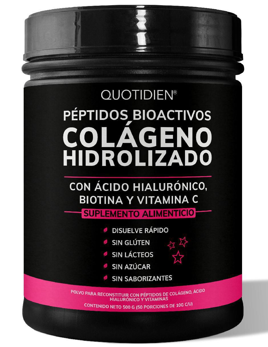 Colágeno Hidrolizado con Biotina y Ácido Hialurónico Quotidien sabor natural de 500 g