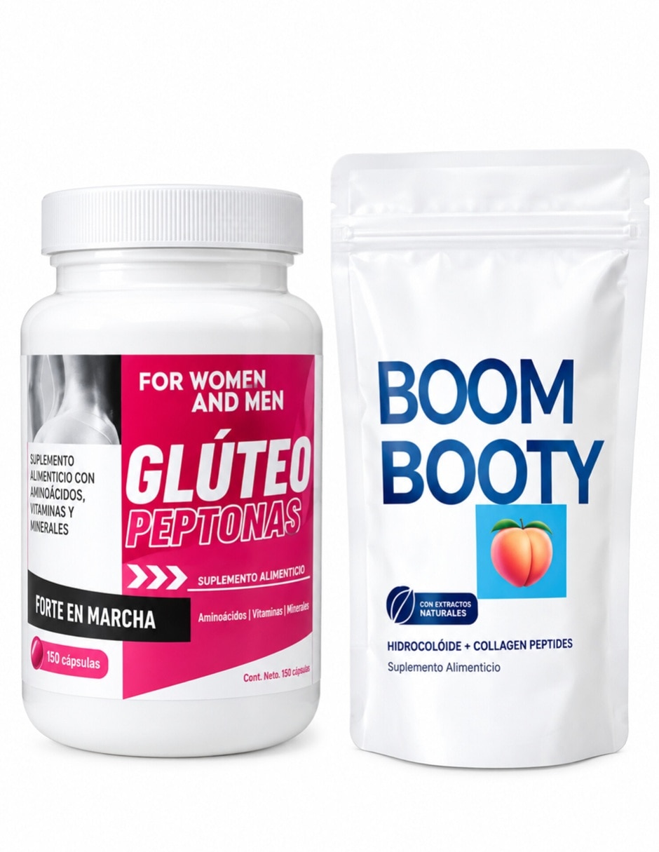 Kit de suplementos alimenticios proteína Boom Booty Glúteo peptonas con proteína Whey y probióticos voluminizador de glúteos