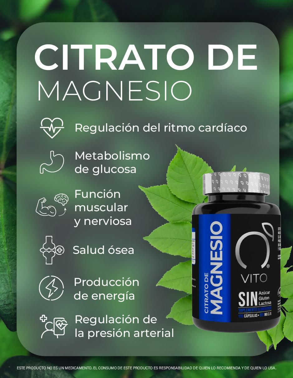 Citrato de Magnesio | 400 mg – (40 Porciones) | Suplemento de Magnesio Vito - Vitaminas Totales de 400 cápsulas