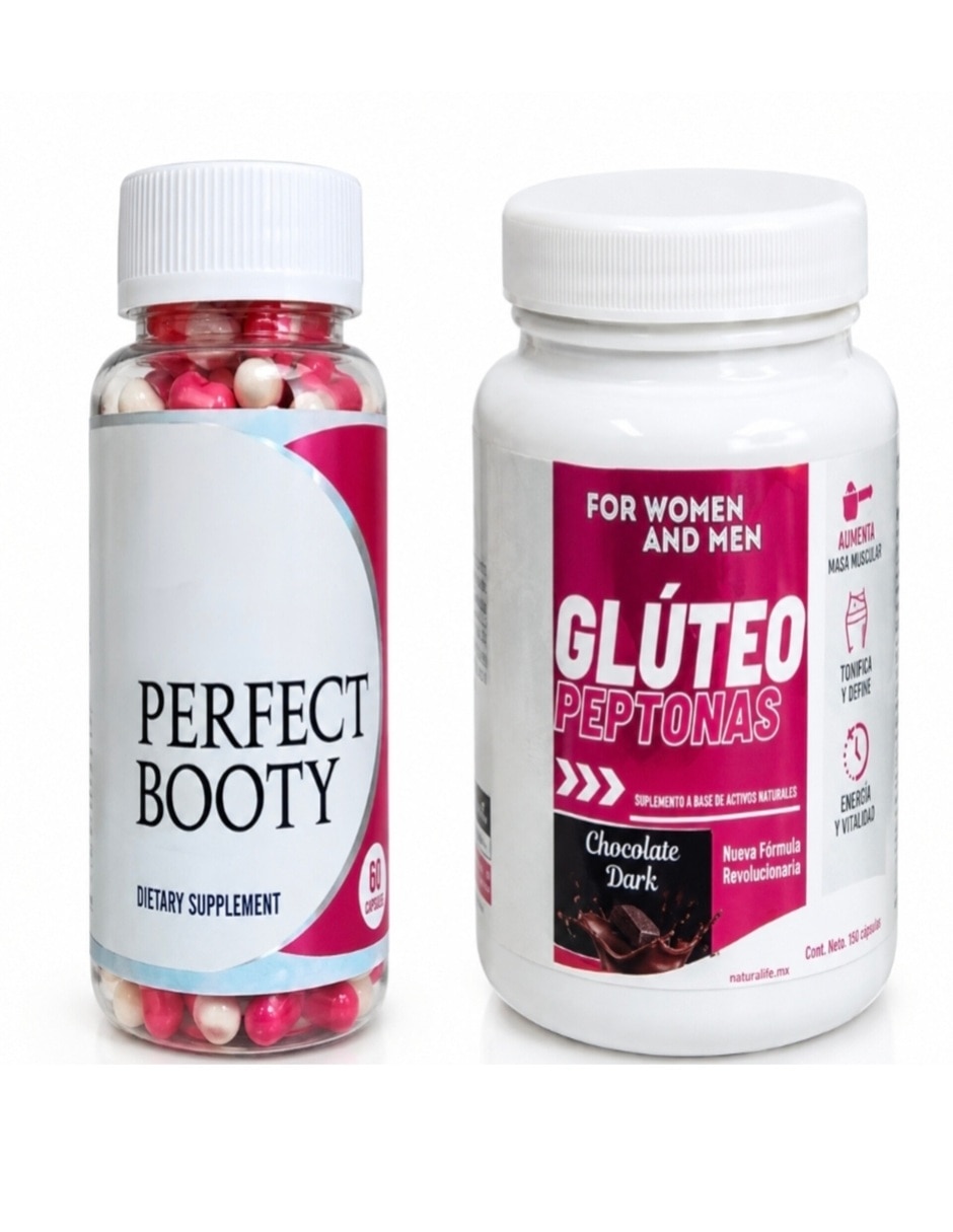 Set proteína glúteo peptonas con proteína Whey y probióticos + Voluminizador de Gluteos con multivitamínico y antioxidante