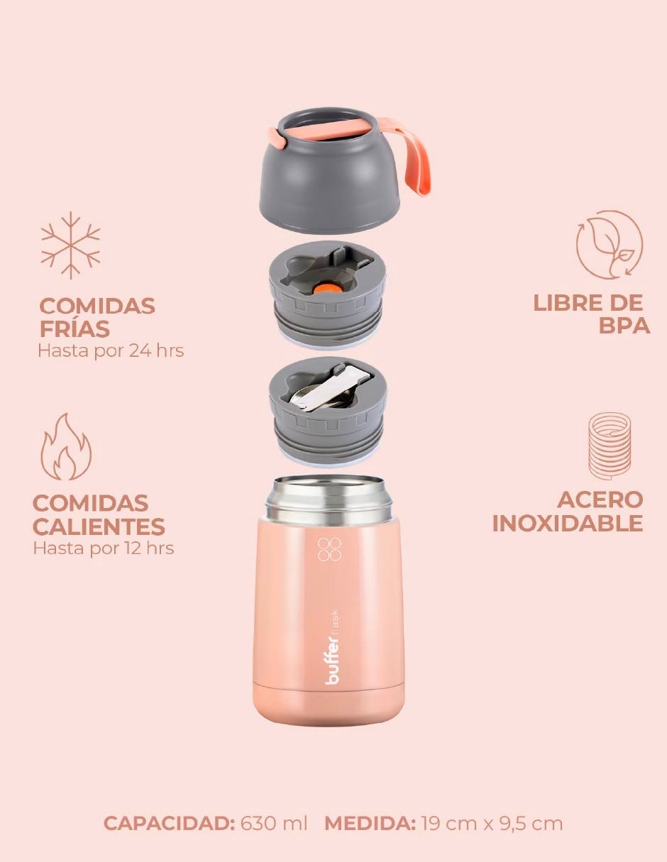 Termo buffer de acero inoxidable termo six con tapa rosca 630 ml 7