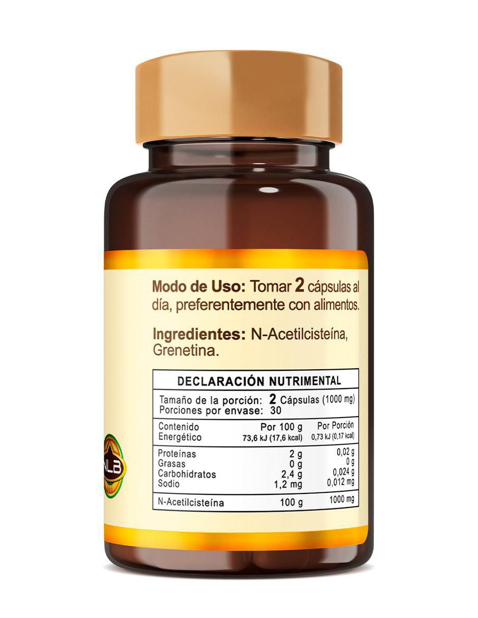 NAC 60 Cáps Naturelab N-Acetilcisteína Naturelab con n-acetyl cysteine de 60 cápsulas