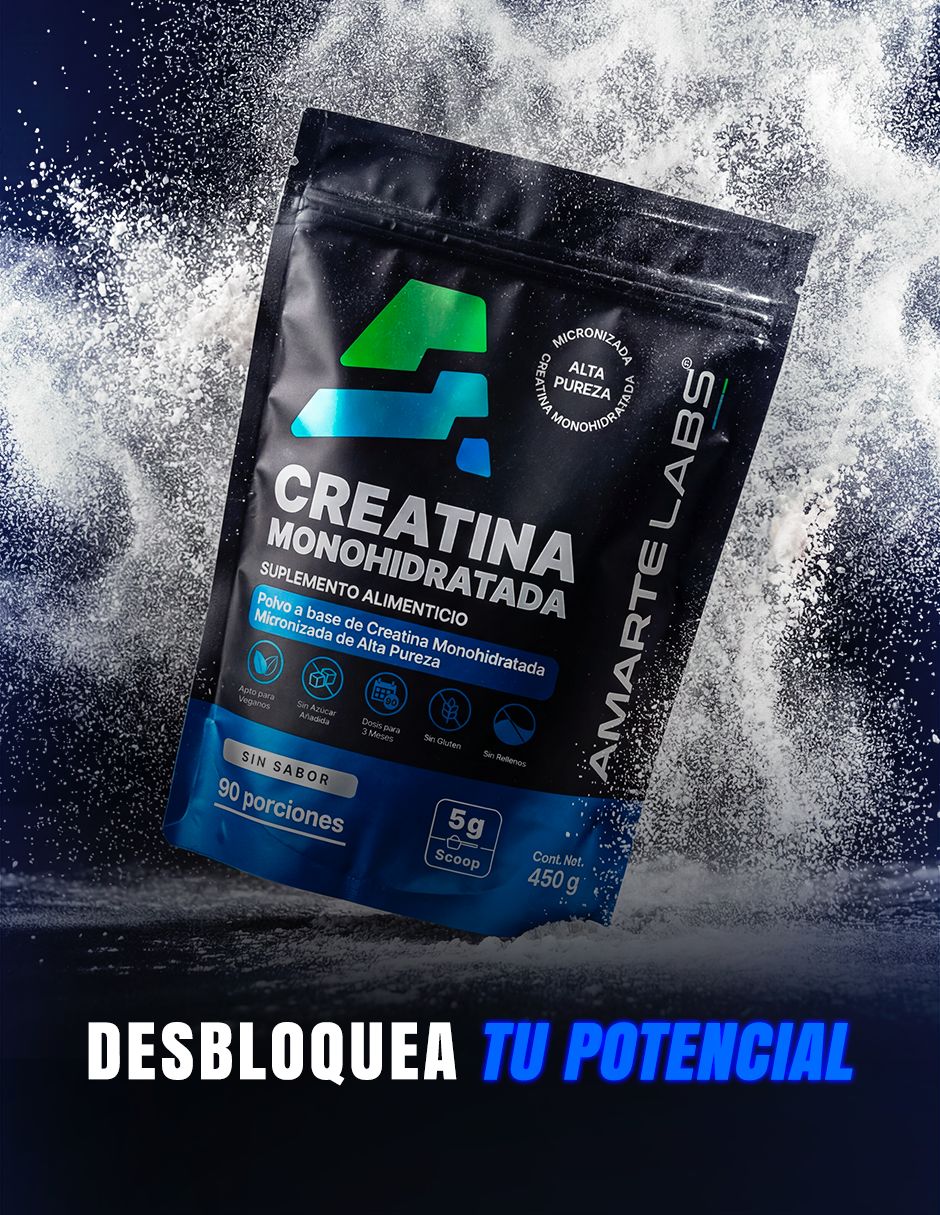 Creatina Monohidratada Micronizada de alta pureza en polvo rendimiento y fuerza Amarte Labs de 300 g