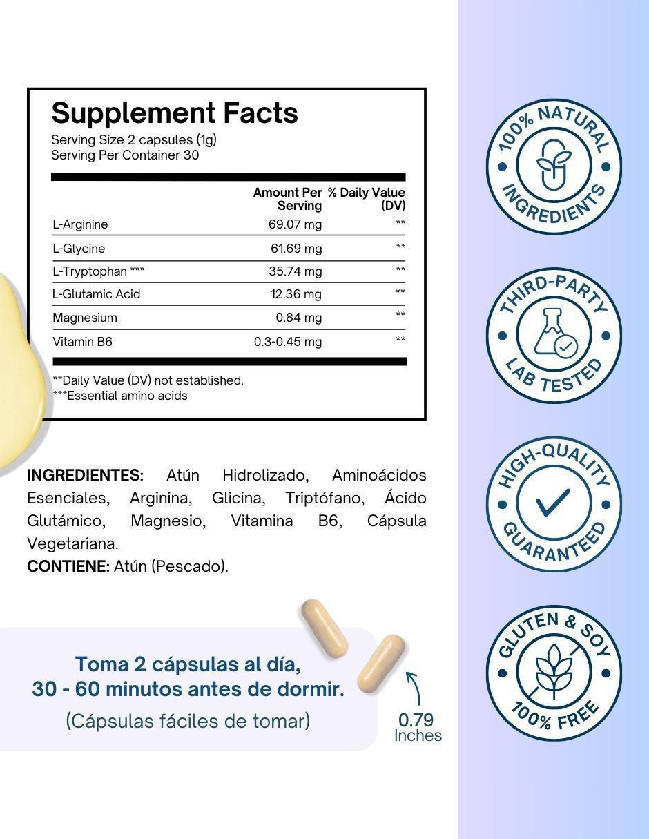 Sleep Support Altagamma con colágeno hidrolizado con 20 aminoácidos sabor pescado de 60 cápsulas
