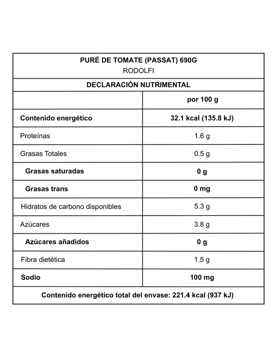 Puré de tomate libre de químicos 690 g 2