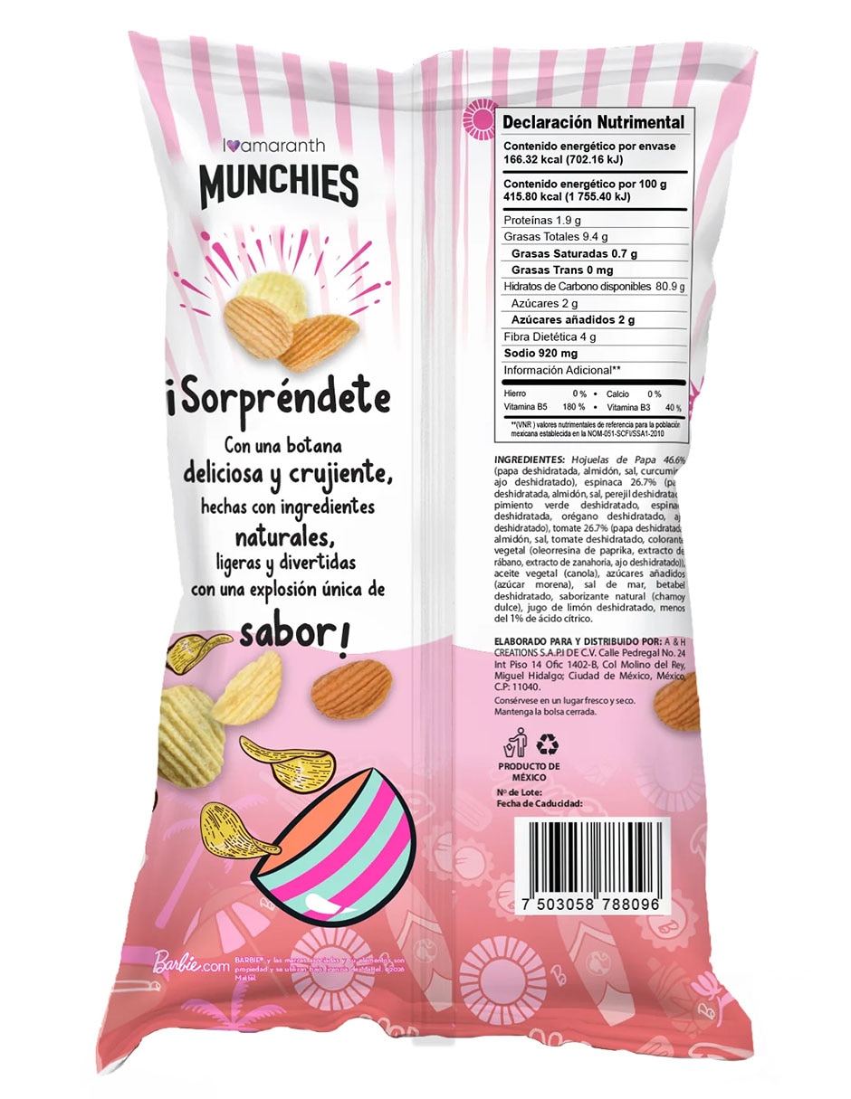 Munchies veggie chips sabor sweet chamoy edición limitada Barbie 2