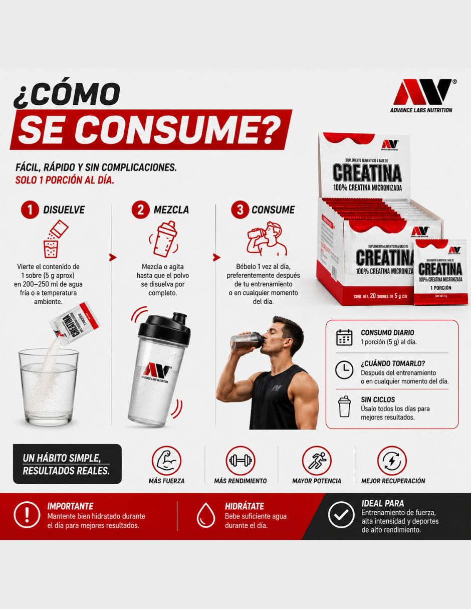 Creatina con creatina monohidratada micronizada 5 g 2