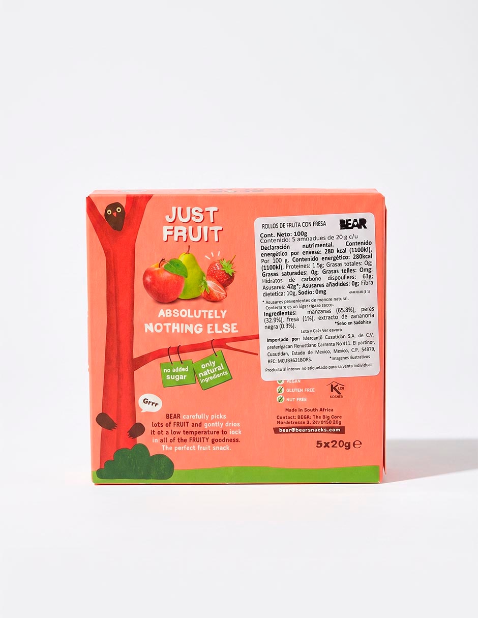 Bear Fruit Rolls Sabor Fresa 2