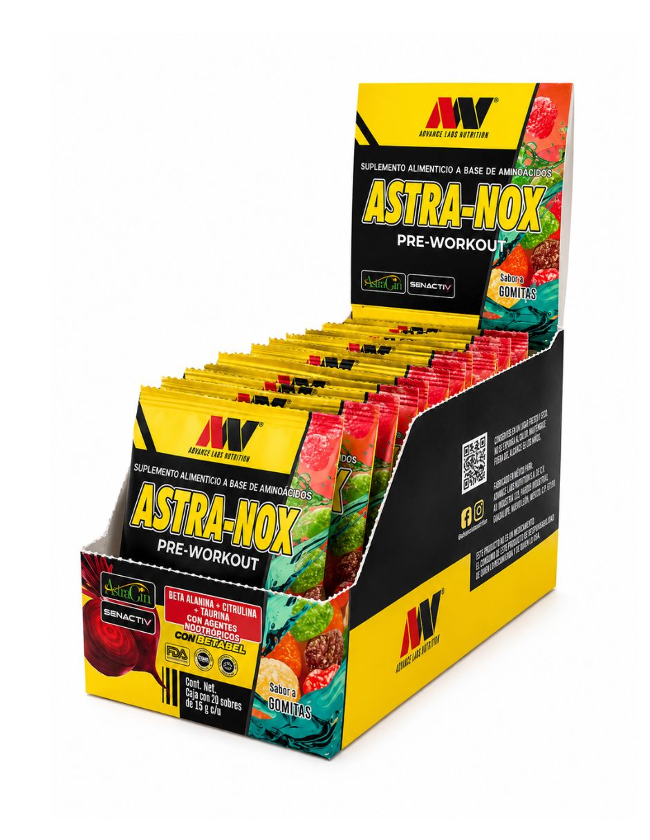 Energizante Pre entreno astra nox con betabel sabor dulce