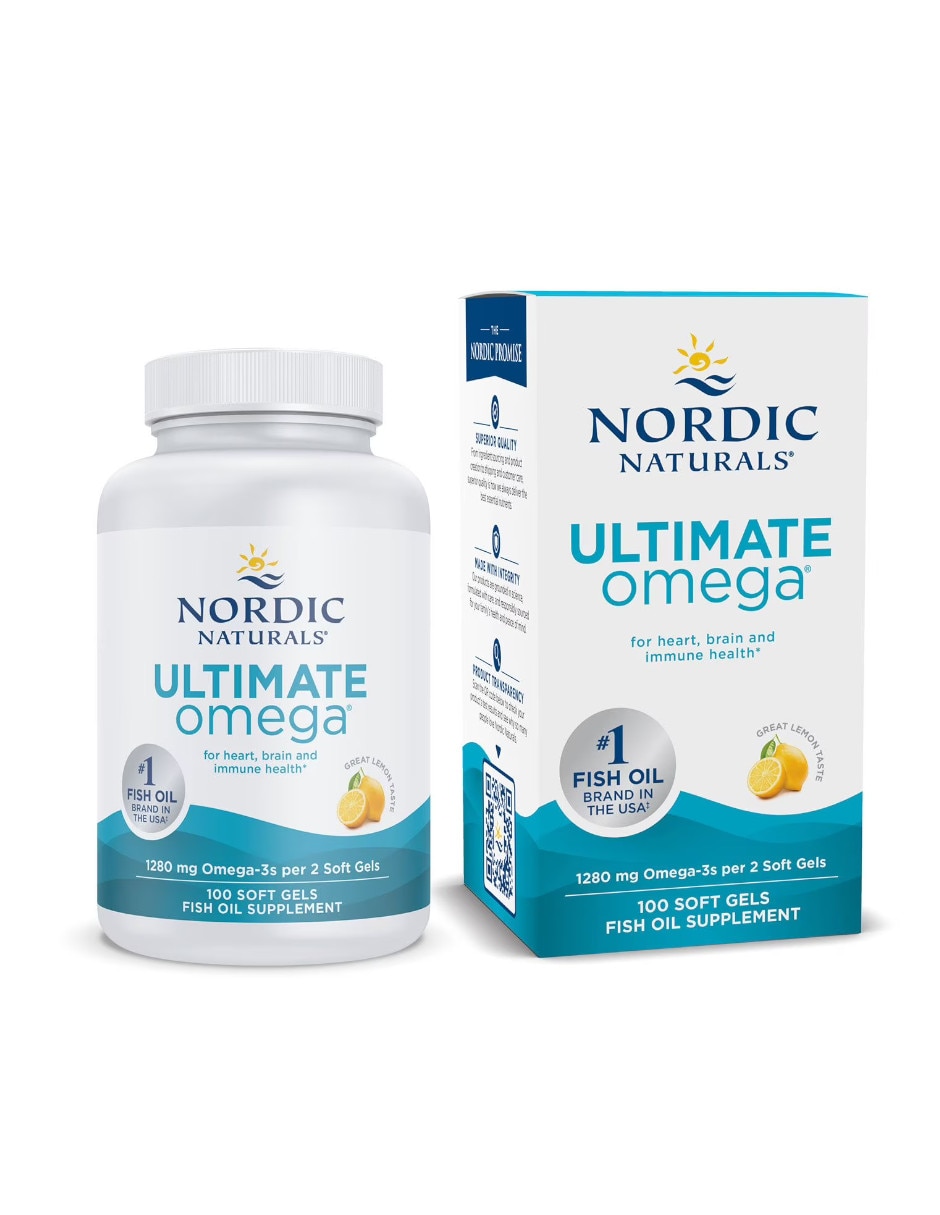 Aceite de pescado con omega 3 con EPA y DHA sabor limón de 100 cápsulas