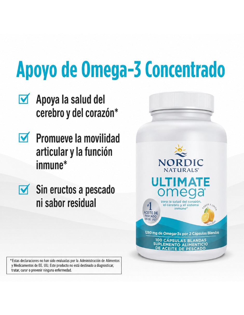 Aceite de pescado con omega 3 con EPA y DHA sabor limón de 100 cápsulas