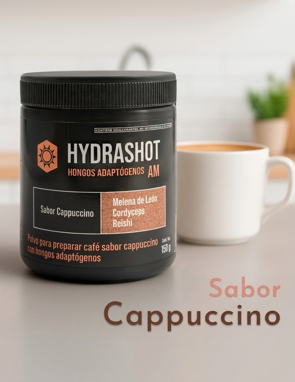 cafe cappuccino polvo funcional 150g Hydrashot con hongo de melena de león 3