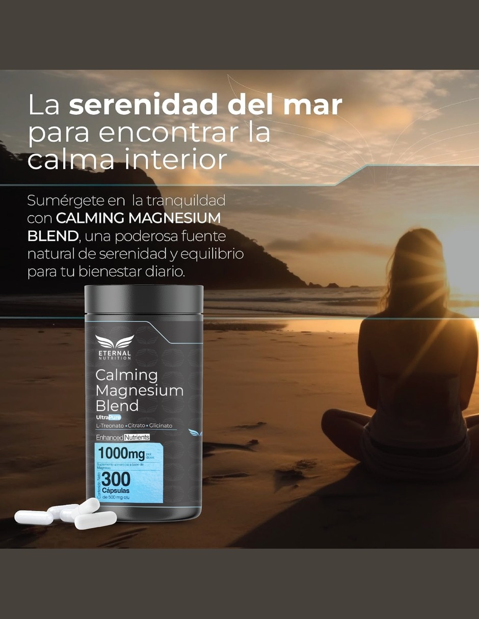 Calming Blend con L-treonato de magnesio, citrato de magnesio de 300 cápsulas 3