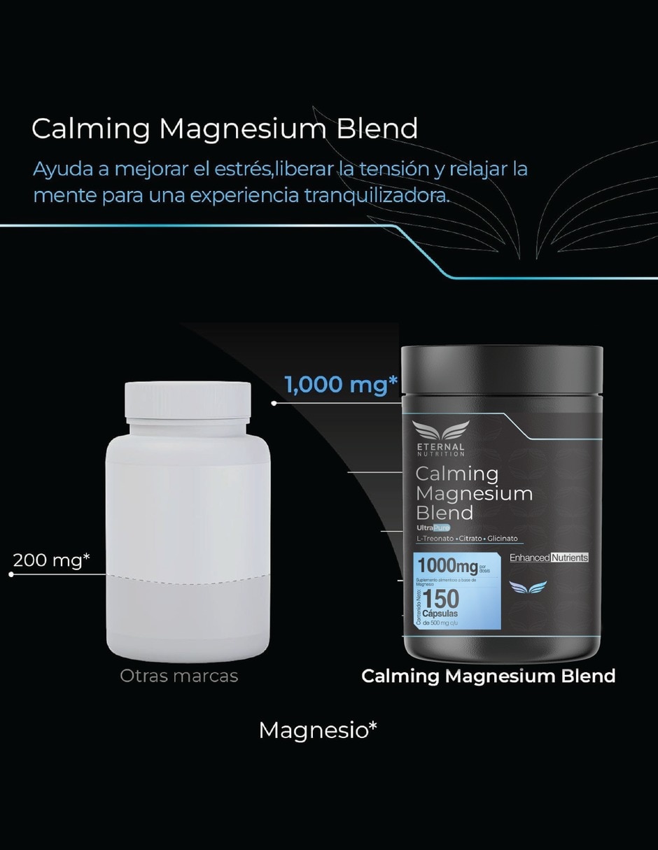 Calming Magnesium Ultra Pure Blend con L-Treonato de Magnesio y Citrato de Magnesio 5