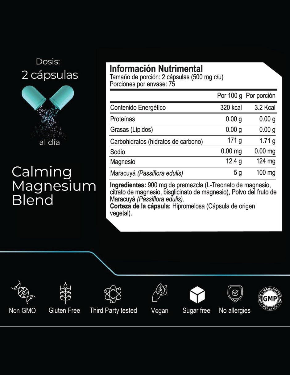 Calming Magnesium Ultra Pure Blend con L-Treonato de Magnesio y Citrato de Magnesio 3