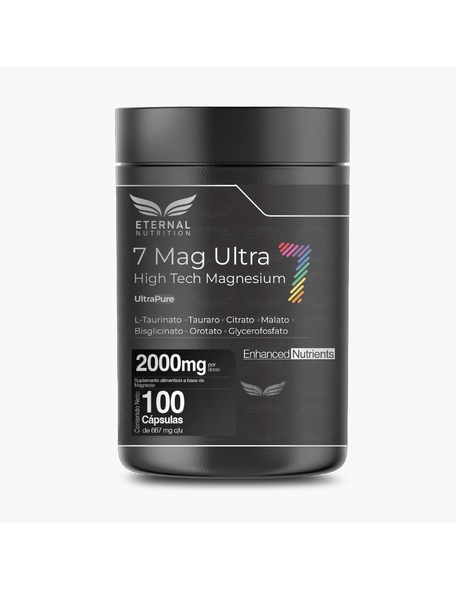 Seven Mag Ultra con magnesium mix, oxido, glicinato, gluconato y citrato de magnesio de 100 cápsulas 1