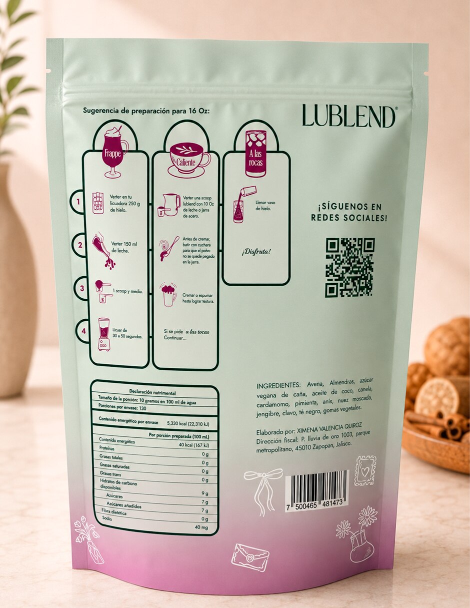 Bebida en polvo Mezcla instantánea para bebidas cremosas y frías Sabor Chai Ingredientes naturales Sin conservadores de Chai Mezcla instantánea para bebidas cremosas y frías Sabor Chai Ingredientes naturales Sin conservadores 1.1kg 4