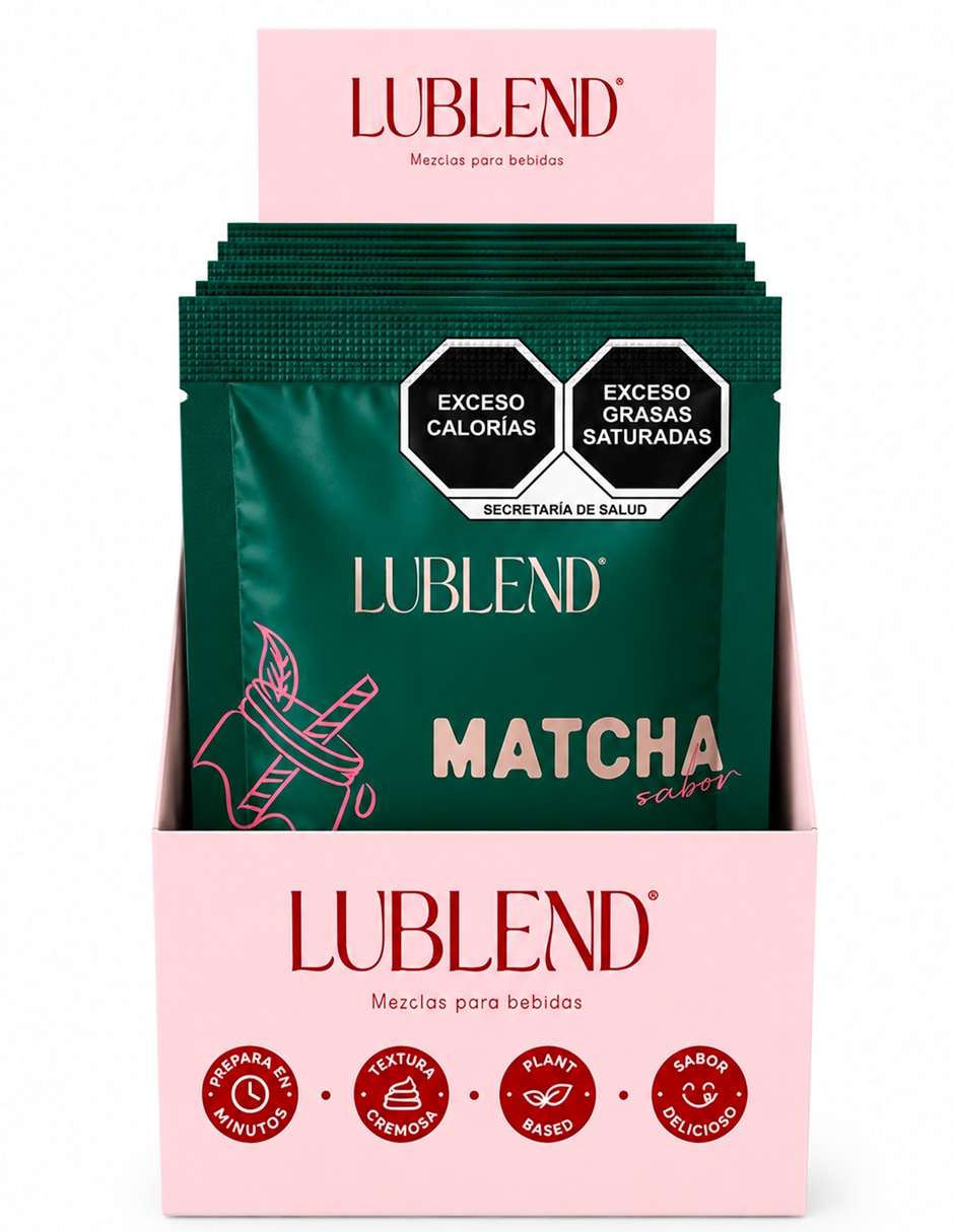 Bebida en polvo Caja con 10 sobres de individuales Sabor Matcha de 50 g cada uno rinde hasta 24 bebidas Bebida en polvo Caja con 10 sobres de individuales Sabor Matcha de 50 g cada uno rinde hasta 24 bebidas