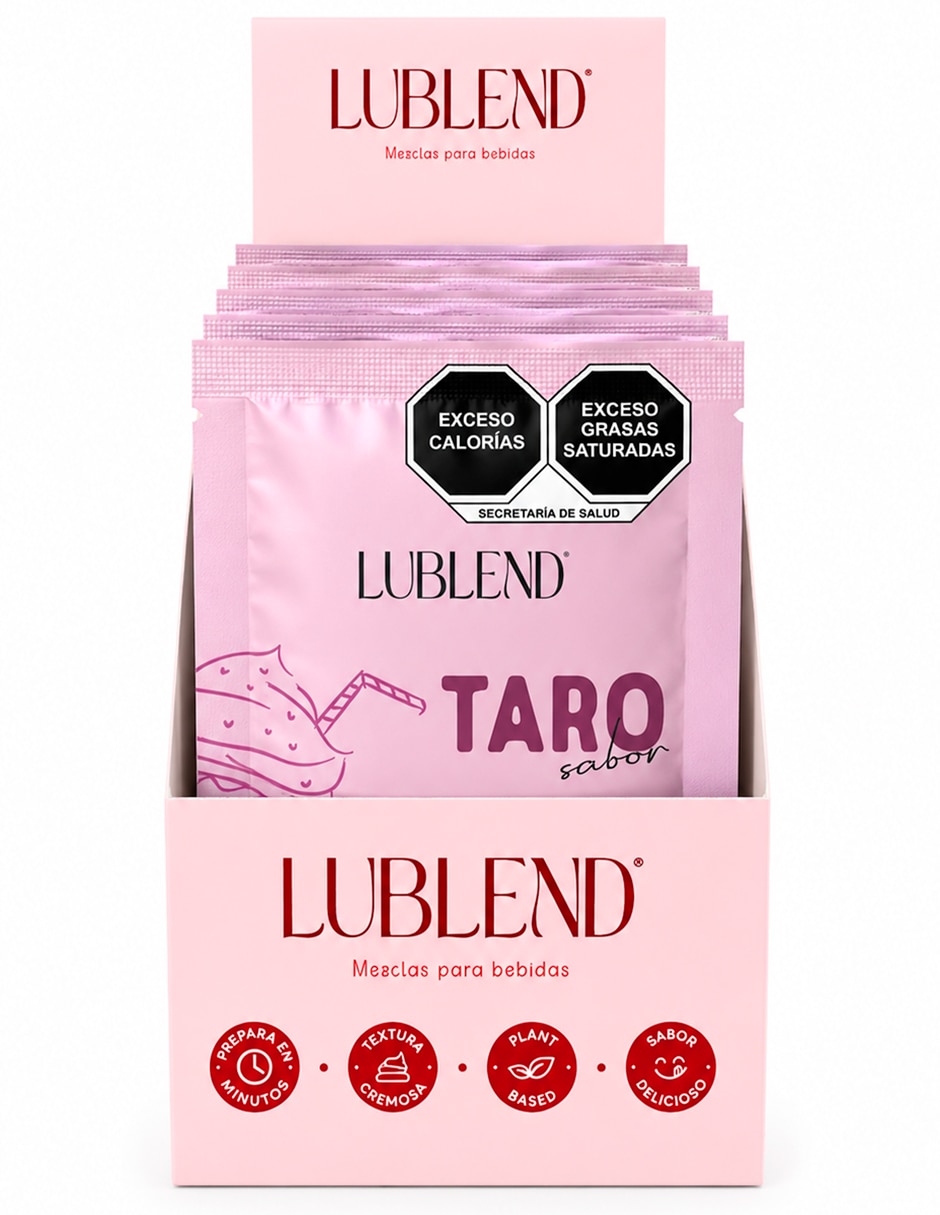 Bebida en polvo Caja con 12 sobres de individuales sabor Taro de 50 g cada uno rinde hasta 24 bebidas