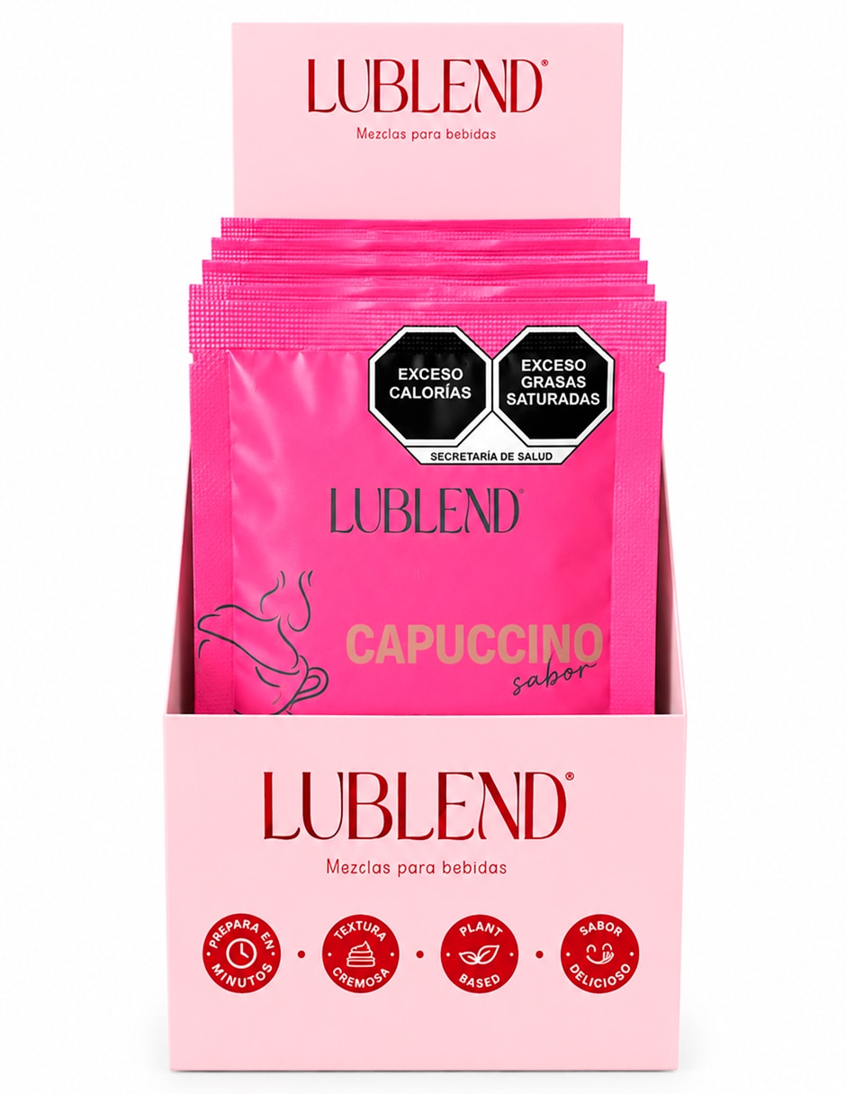 Bebida en polvo Caja con 10 sobres de individuales Sabor Capuccino de 50 g cada uno rinde hasta 24 bebidas Bebida en polvo Caja con 10 sobres de individuales Sabor Capuccino de 50 g cada uno rinde hasta 24 bebidas
