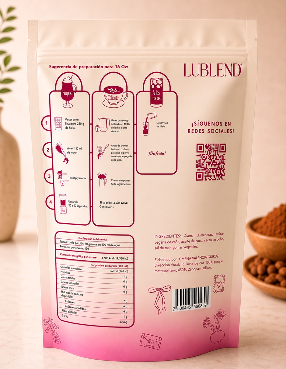 Bebida en polvo Mezcla instantánea para bebidas cremosas y frías Sabor Cacao Ingredientes naturales Sin conservadore de Cacao Mezcla instantánea para bebidas cremosas y frías Sabor Cacao Ingredientes naturales Sin conservadore 1.1 4