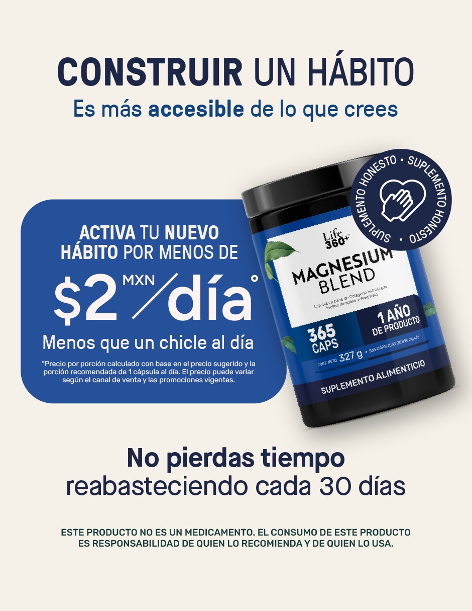 Magnesium Blend Óxido Glicinato Gluconato y Citrato LIFE 360+ con magnesio de 365 cápsulas 5