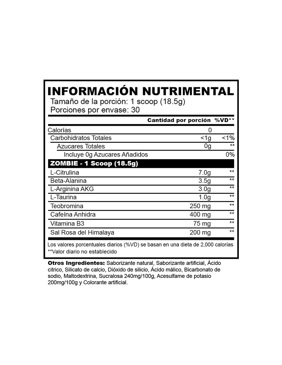 Energizante Zombie con cafeína sabor Mora azul de 567 g