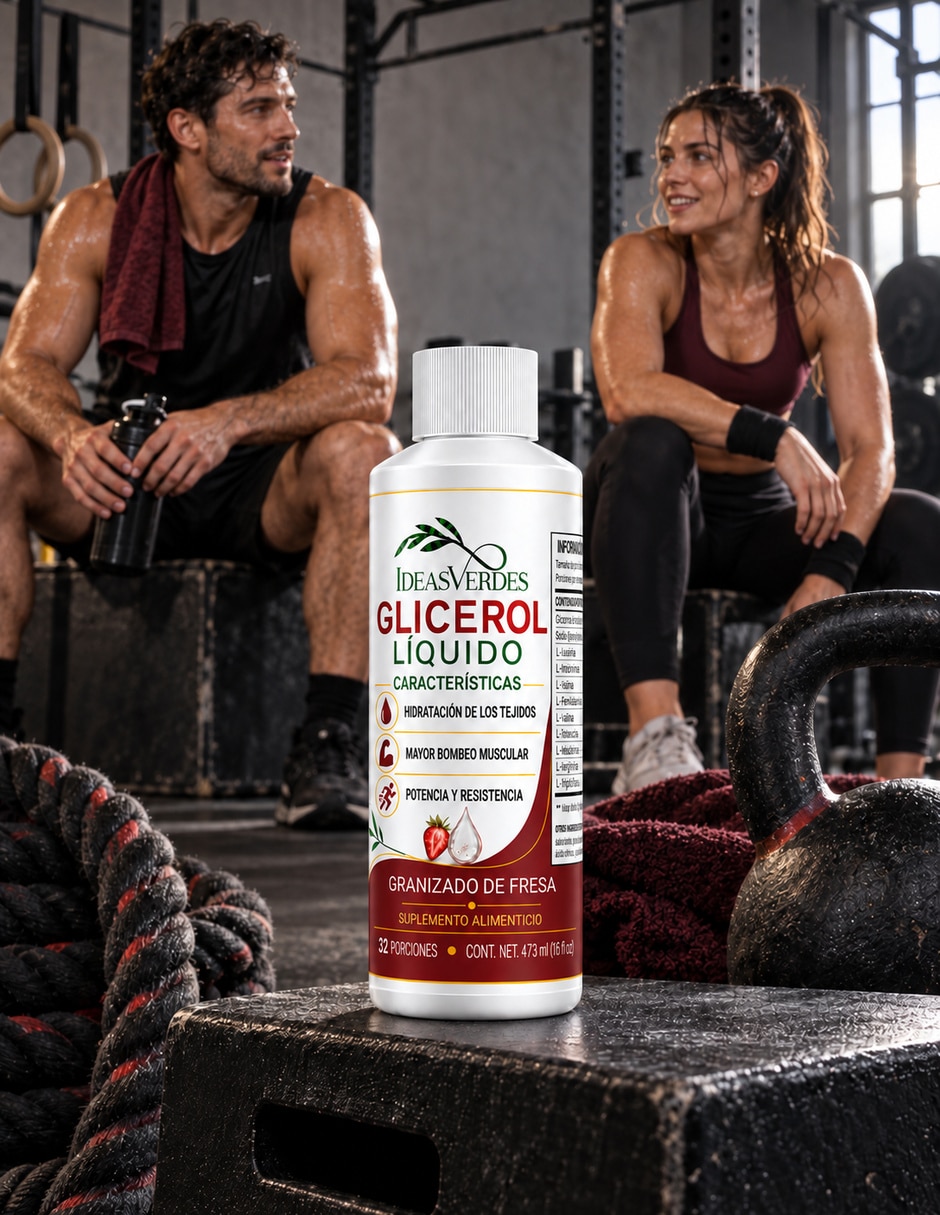 Glicerol Líquido IDEAS VERDES con 120 Billones de Probióticos 11 Cepas de Probióticos Prebióticos Inulina de Agave y Sábila (Áloe Vera) sabor Fresa de 5