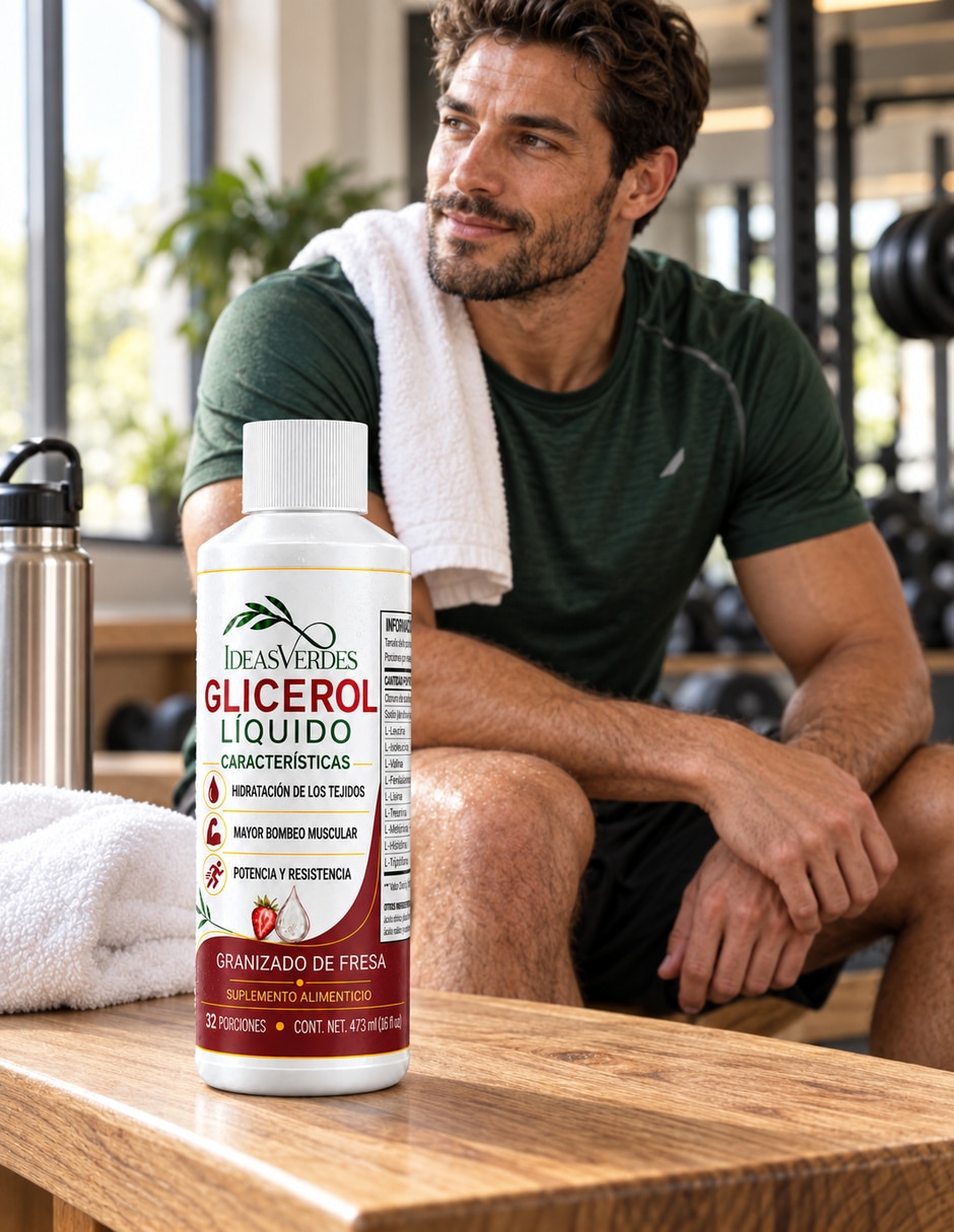 Glicerol Líquido IDEAS VERDES con 120 Billones de Probióticos 11 Cepas de Probióticos Prebióticos Inulina de Agave y Sábila (Áloe Vera) sabor Fresa de 6
