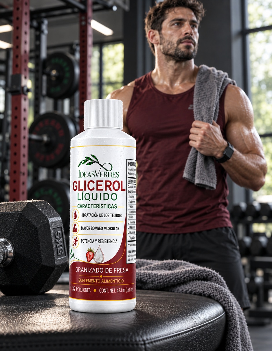 Glicerol Líquido IDEAS VERDES con 120 Billones de Probióticos 11 Cepas de Probióticos Prebióticos Inulina de Agave y Sábila (Áloe Vera) sabor Fresa de 7
