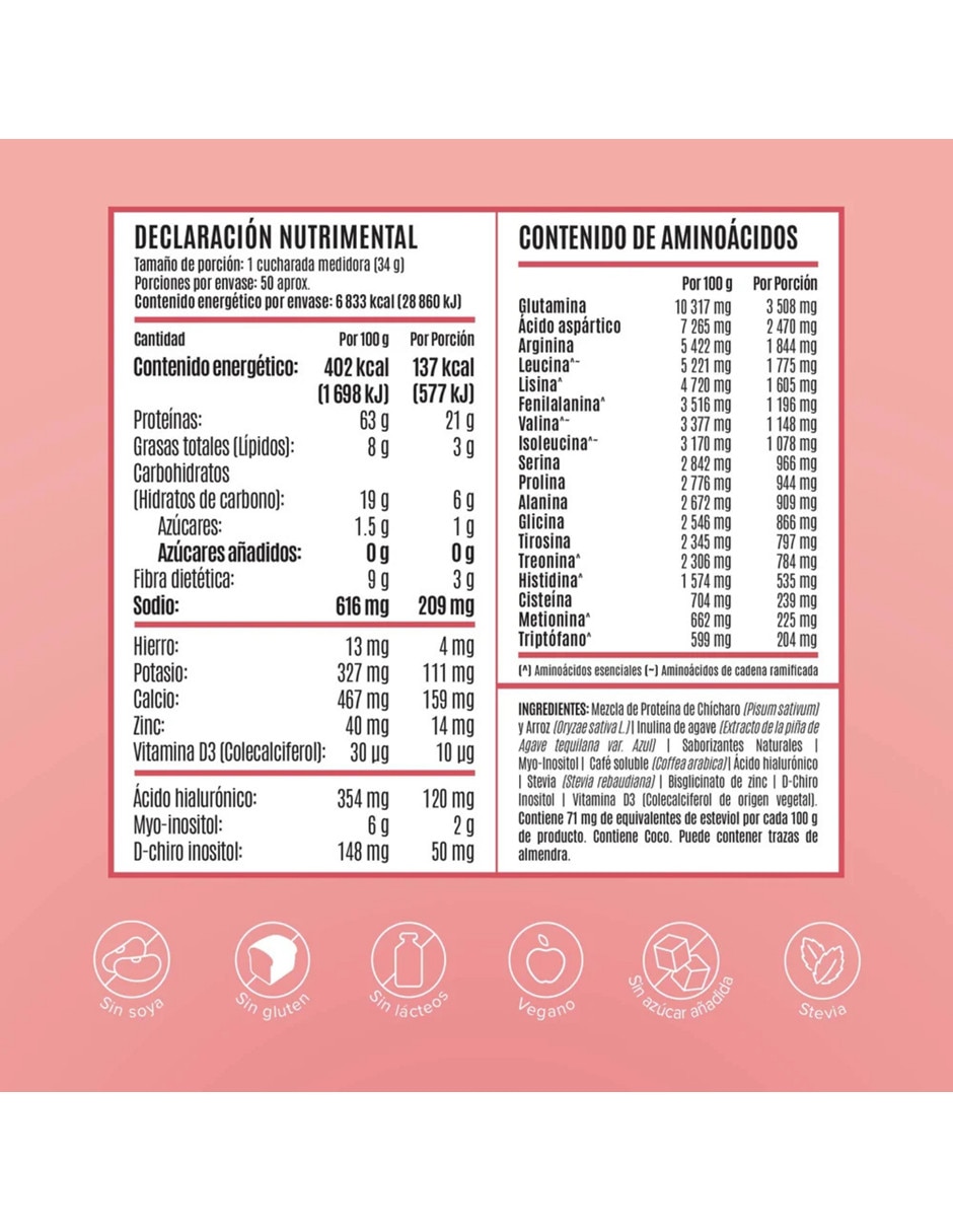 Proteína Vegetal con Aminoácidos sabor moka de 1.7 kg