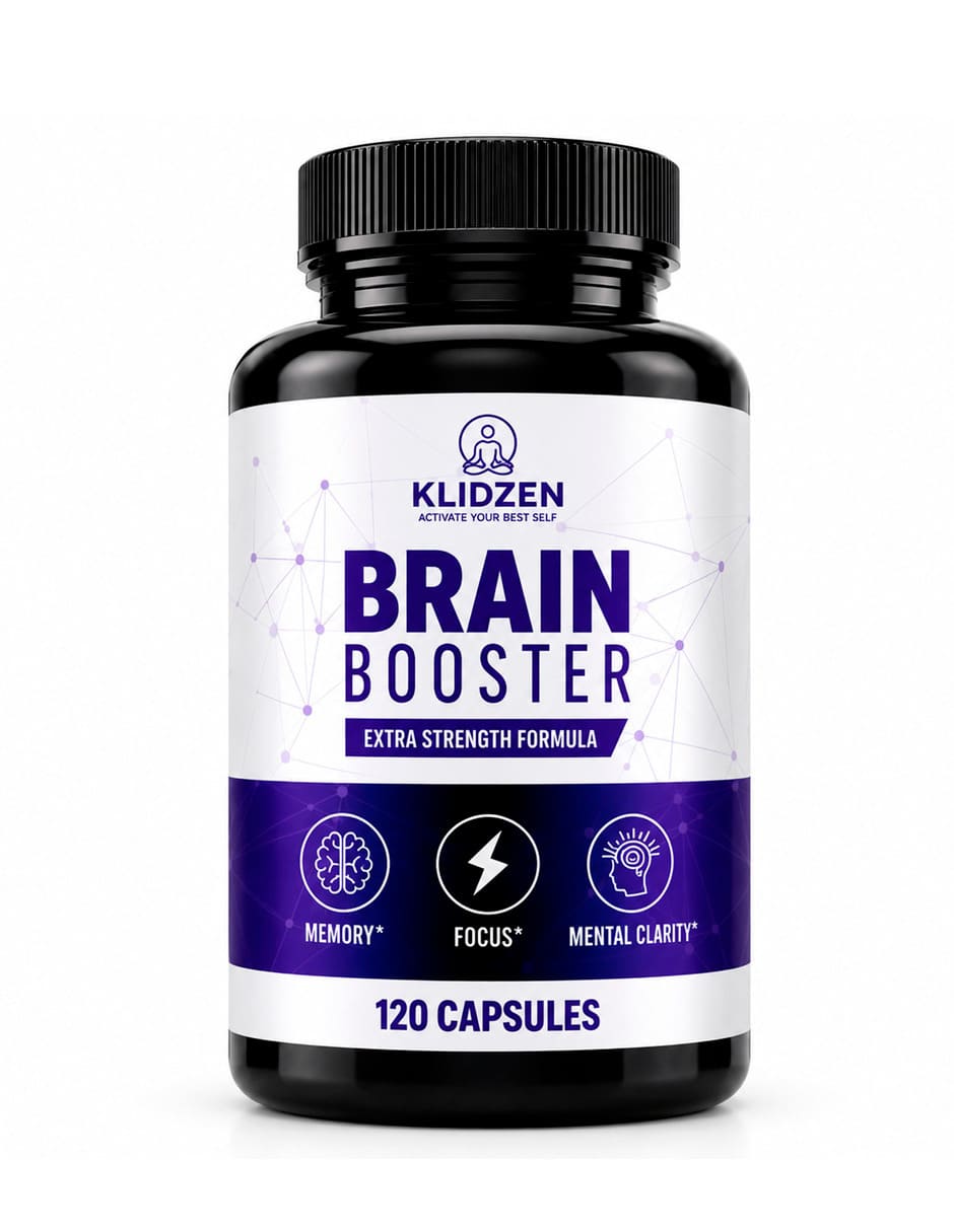 Nootrópico con Bacopa + ingredientes Naturales + Complejo B | Brain Booster Extra Strength KLIDZEN con Glucosamina Vitamina A Vitamina C Vitamina E Vitamina B6 Zinc Selenio MS y Tiamina sabor Sin sabor de