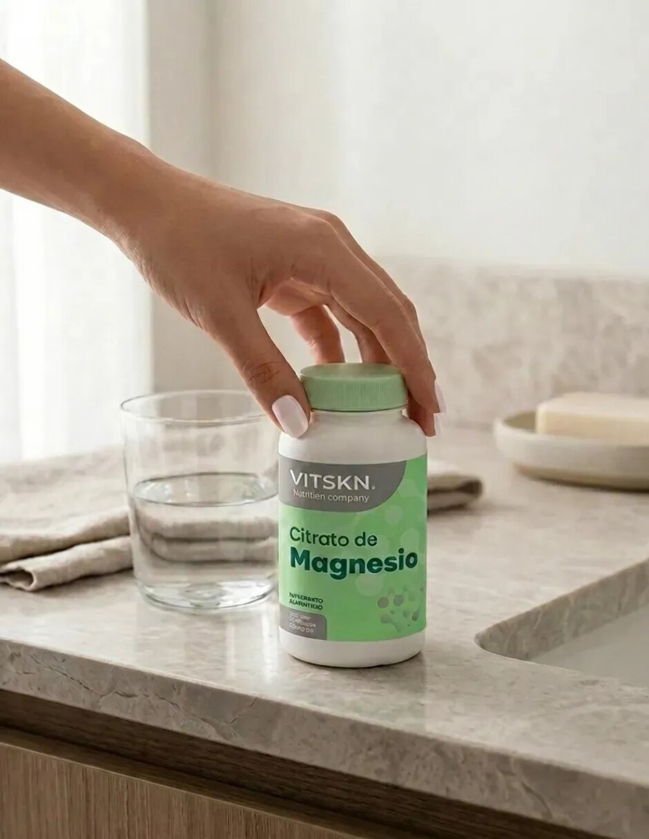 Citrato De Magnesio 60 Cápsulas VitSkn Sin Sabor con Citrato de Magnesio sabor Sin sabor de 3