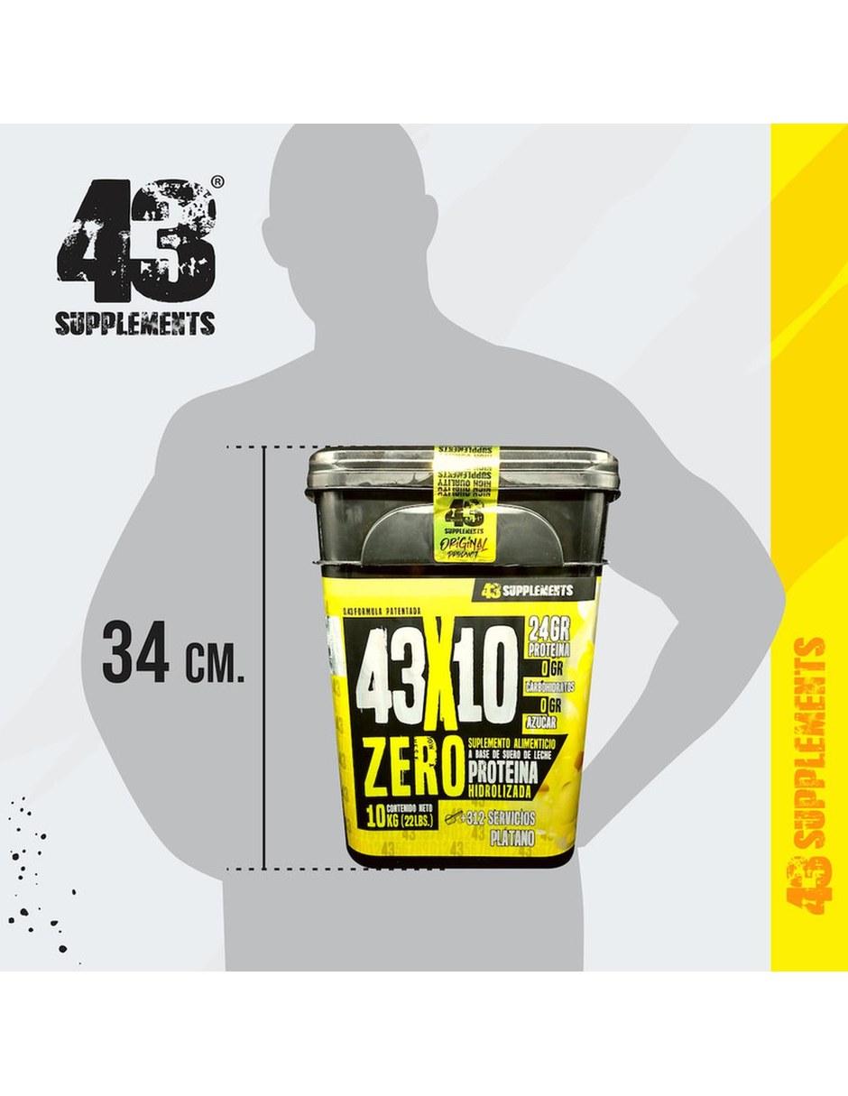 Proteina Hidrolizada Zero Carbohidratos 10KG Sabor Galleta 43 SUPPLEMENTS con Proteína de suero de leche sabor Galleta de 2