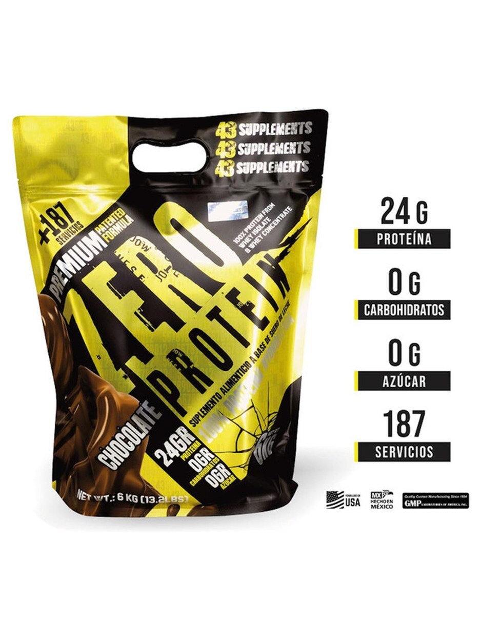 43 Proteina Zero Hidrolizada 6 kg Platano 43 SUPPLEMENTS con Proteína de suero de leche sabor Plátano de 3
