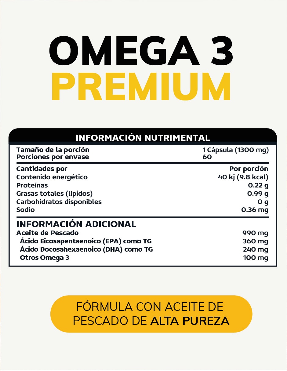 Omega 3 Premium 1000mg Certificado Ifos con Omega 3 sabor No saborizado de 2