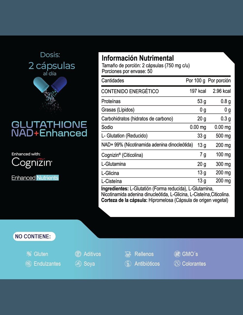 L-Glutatión reducido de 100 cápsulas 5