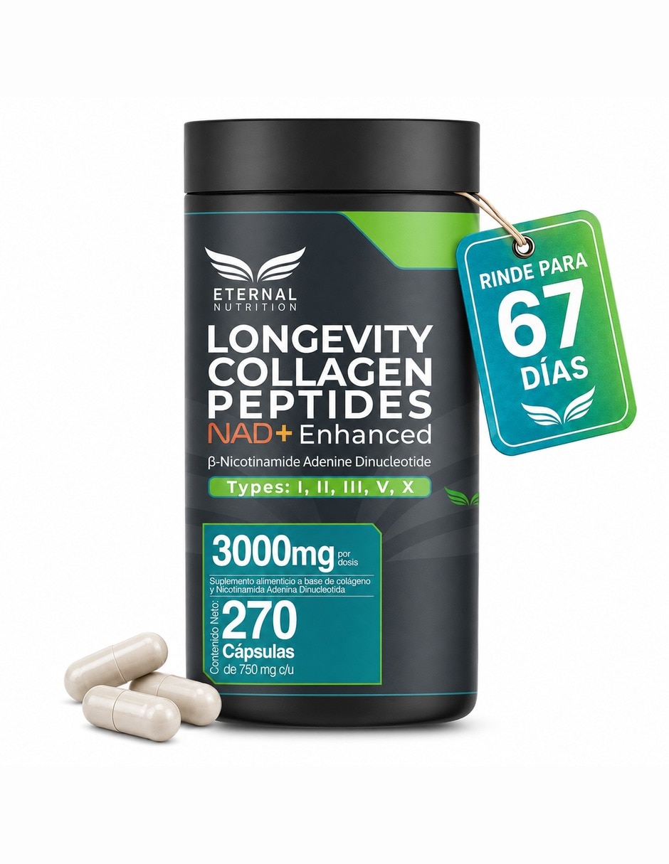 Colágeno Hidrolizado Tipos I II III V y X con NAD+ 3 000 mg 270 Cápsulas Colágeno Hidrolizado Tipos I II III V y X con NAD+ 3 000 mg 270 Cápsulas