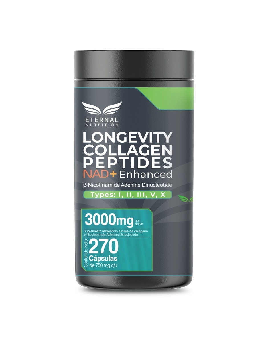 Colágeno Hidrolizado Tipos I II III V y X con NAD+ 3 000 mg 270 Cápsulas 7