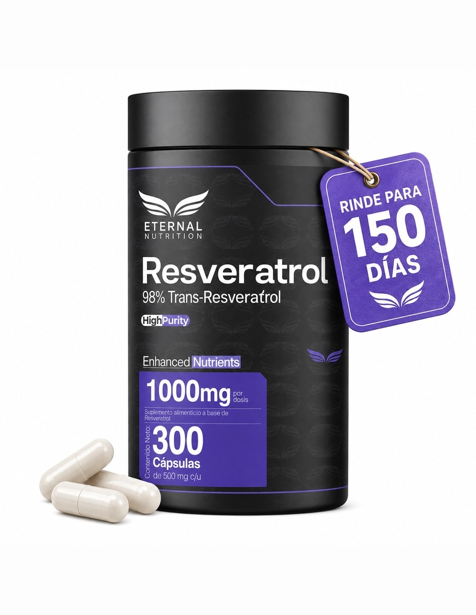 Trans-Resveratrol 98% con extracto de uva sabor de 300 cápsulas