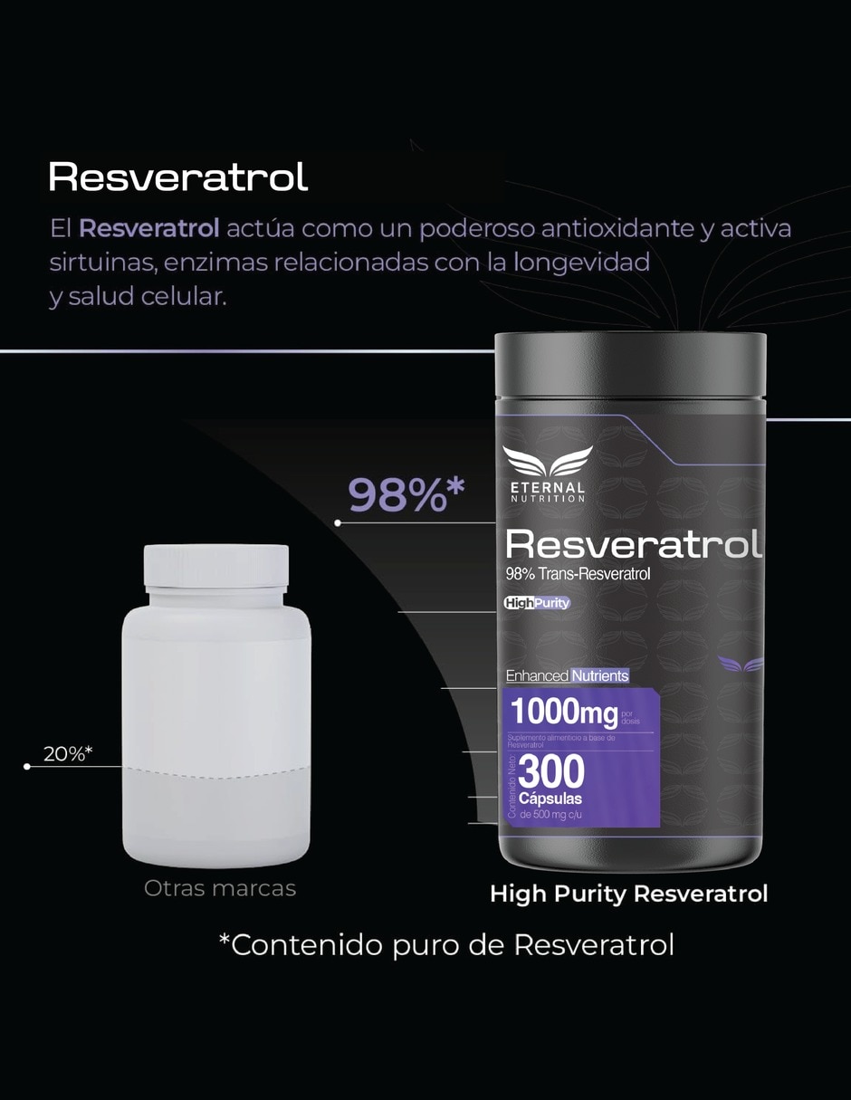 Trans-Resveratrol 98% con extracto de uva sabor de 300 cápsulas 3