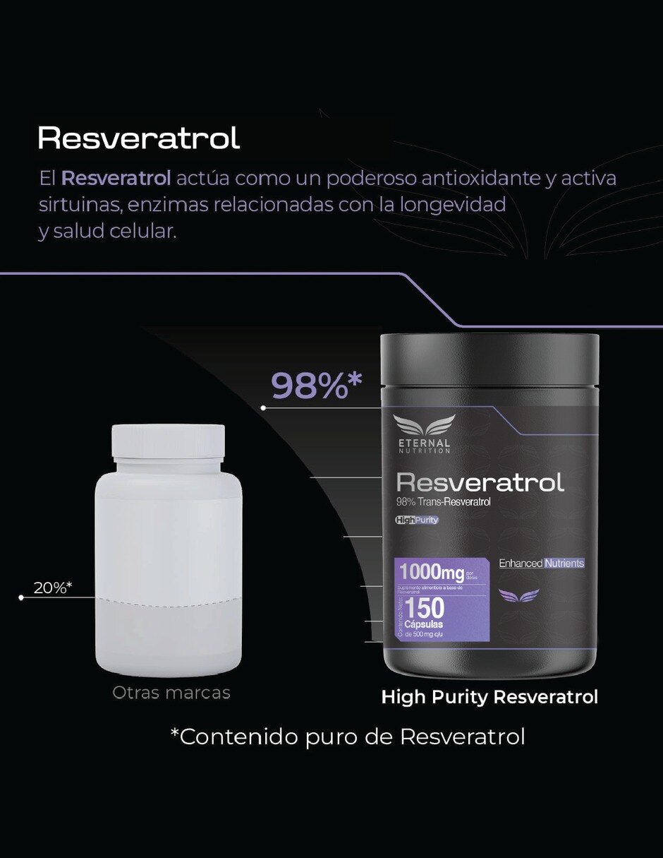 Trans-Resveratrol 98% con extracto de uva de 150 cápsulas 3