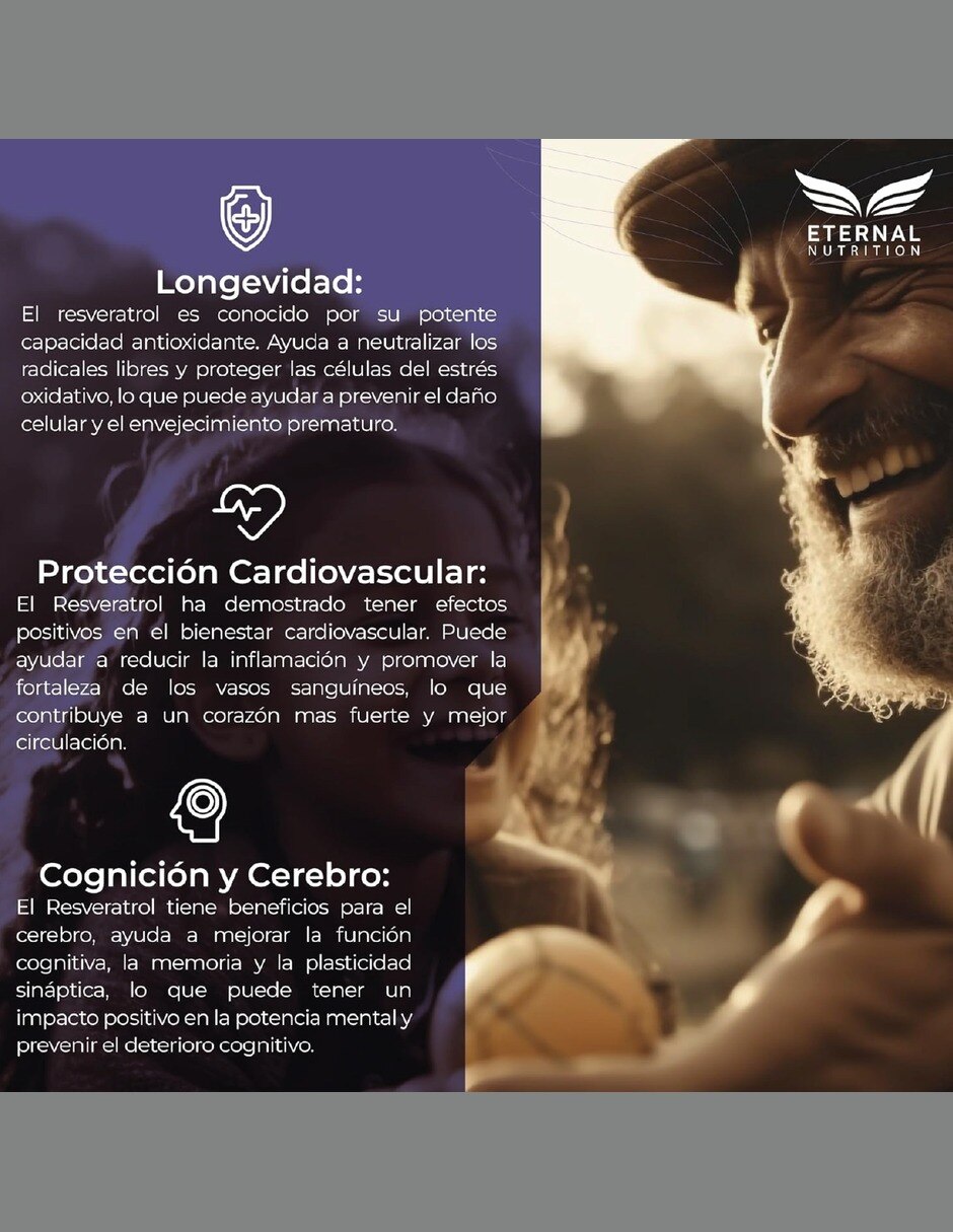 Trans-Resveratrol 98% con extracto de uva de 150 cápsulas 4