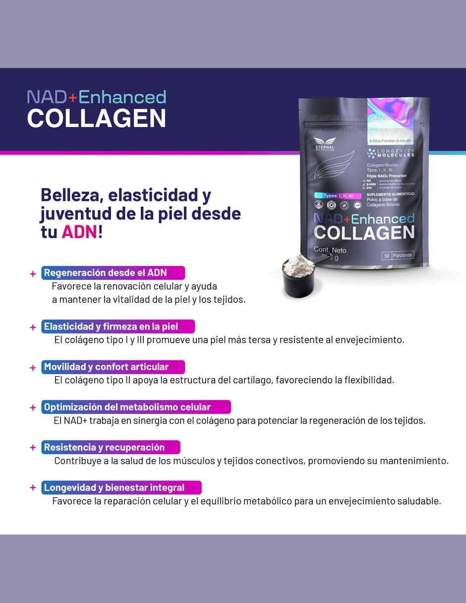 Péptidos de colágeno hidrolizado bovino con NR NMN IHN de 500 g 5