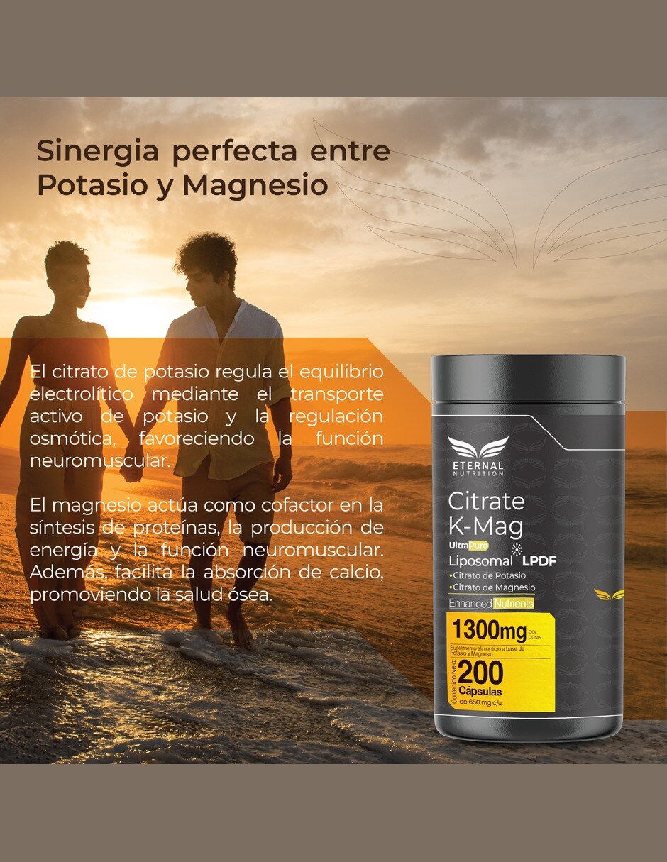 Citrato de Magnesio y Potasio con Plátano 1 300 mg 200 cápsulas 3